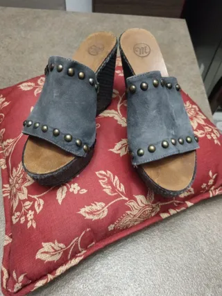 Sabot Zeppa Cuoio Grigio/Marrone