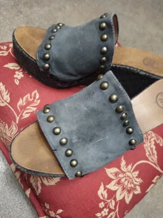 Sabot Zeppa Cuoio Grigio/Marrone