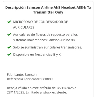 Transmisor Samson AH8 Negro