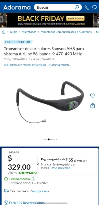 Transmisor Samson AH8 Negro