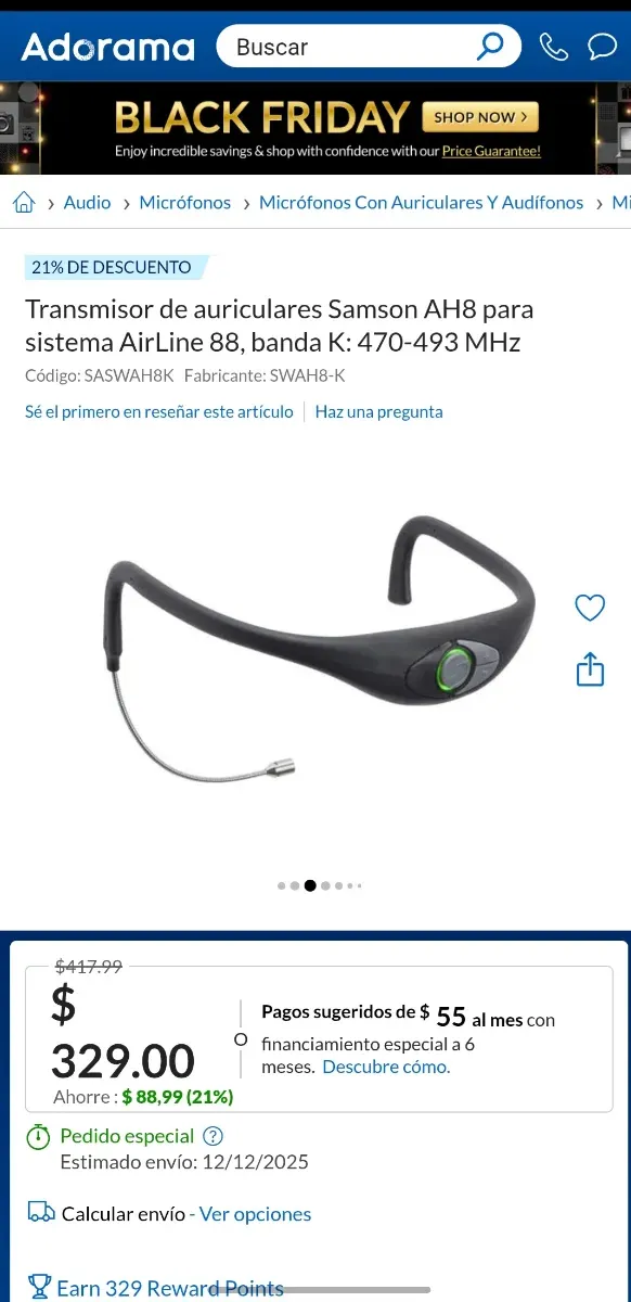 Transmisor Samson AH8 Negro