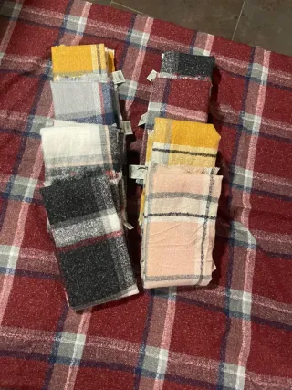 Bufandas mujer cuadros rosa y amarillo