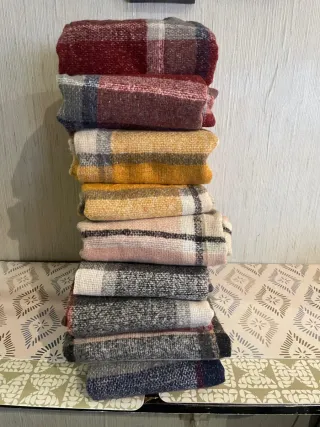 Bufandas mujer cuadros rosa y amarillo