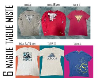 6 maglie con taglie miste dalla 15/16 16 S XS XL