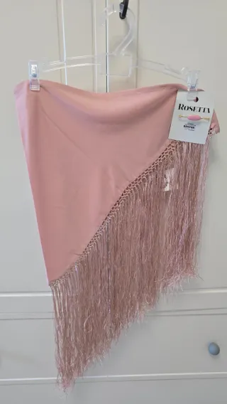 Mantoncillo Flamenca Niña Rosa + Broche.TODO NUEVO