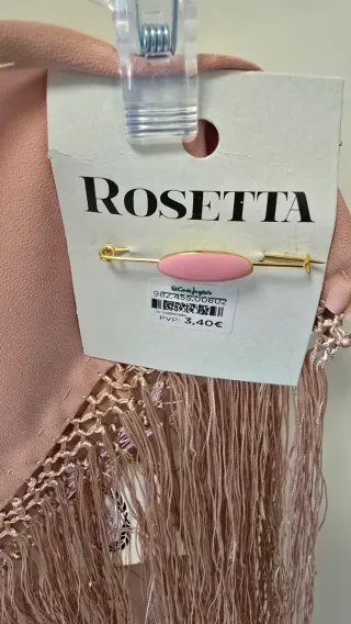 Mantoncillo Flamenca Niña Rosa + Broche.TODO NUEVO