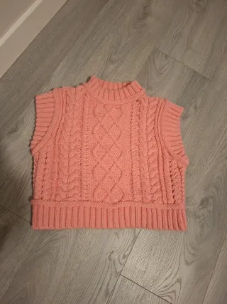 Chaleco Zara Talla S Rosa Cable Knit