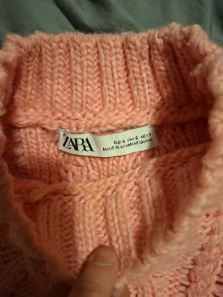 Chaleco Zara Talla S Rosa Cable Knit