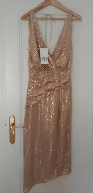 Vestido lentejuelas Zara Talla XS
