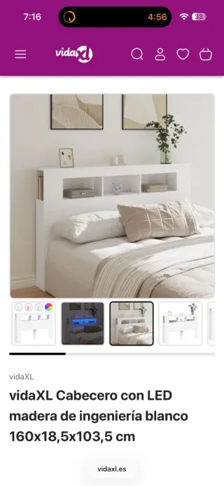 Cabecero Cama 150cm LED RGB