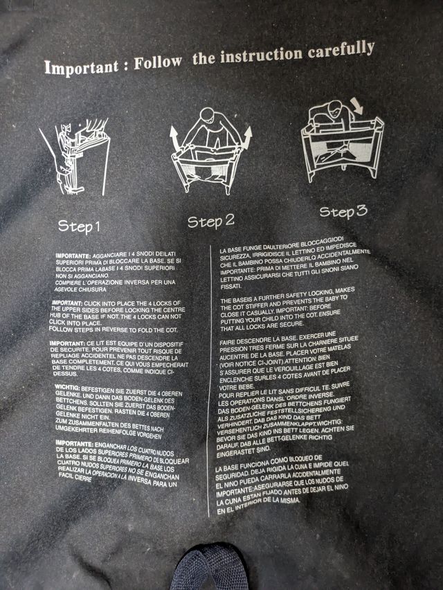 Cuna viaje plegable + colchón + bajeras + edredón