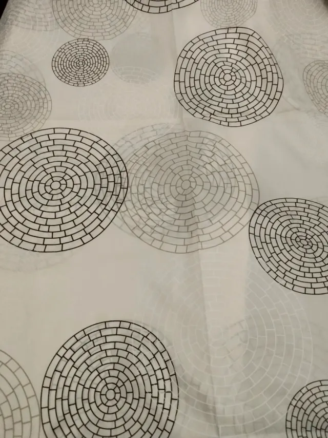 Cortina de Baño Diseño Círculos, Marrón, Blanco