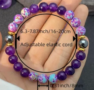 Pulsera Amatista, Flor de Lluvia y Ónnice negro