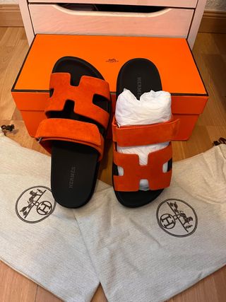 Sandali Hermes Chypre Arancione e Nero