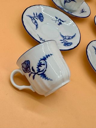 Richard Ginori servizio caffè 6 tazzine + zuccheriera, decoro blu