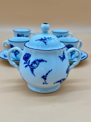 Richard Ginori servizio caffè 6 tazzine + zuccheriera, decoro blu