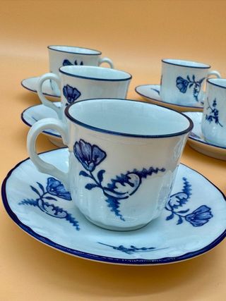 Richard Ginori servizio caffè 6 tazzine + zuccheriera, decoro blu