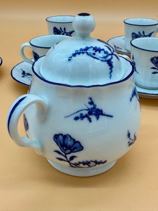 Richard Ginori servizio caffè 6 tazzine + zuccheriera, decoro blu