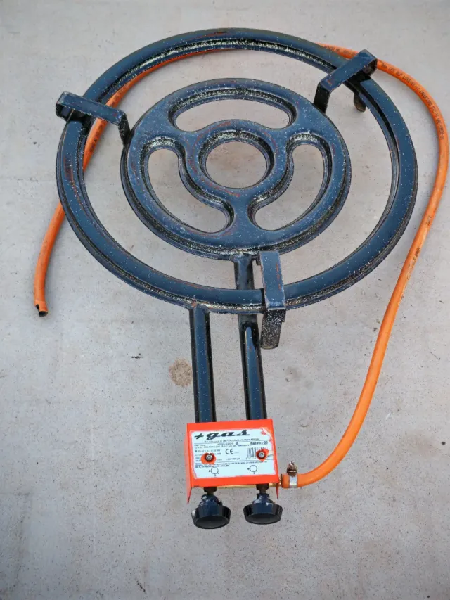 Paellero Gas Butano Metal Negro Naranja