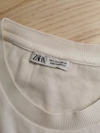 Camiseta Zara Punto Hombre Blanca
