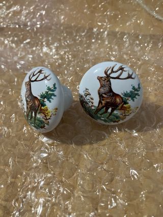 Tiradores cerámica ciervo x 8 piezas