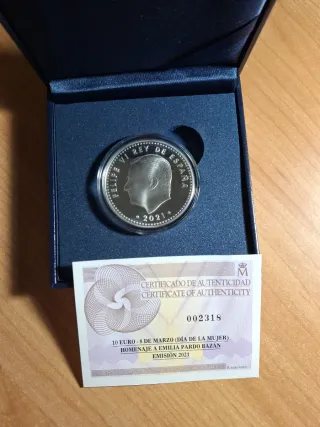 Moneda 10€ Plata Proof 2021 Emilia Pardo Bazán