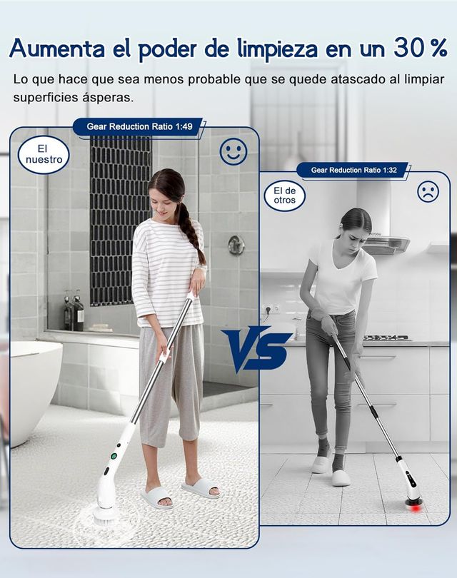 Cepillo eléctrico de 2 velocidades con 4 cabezales