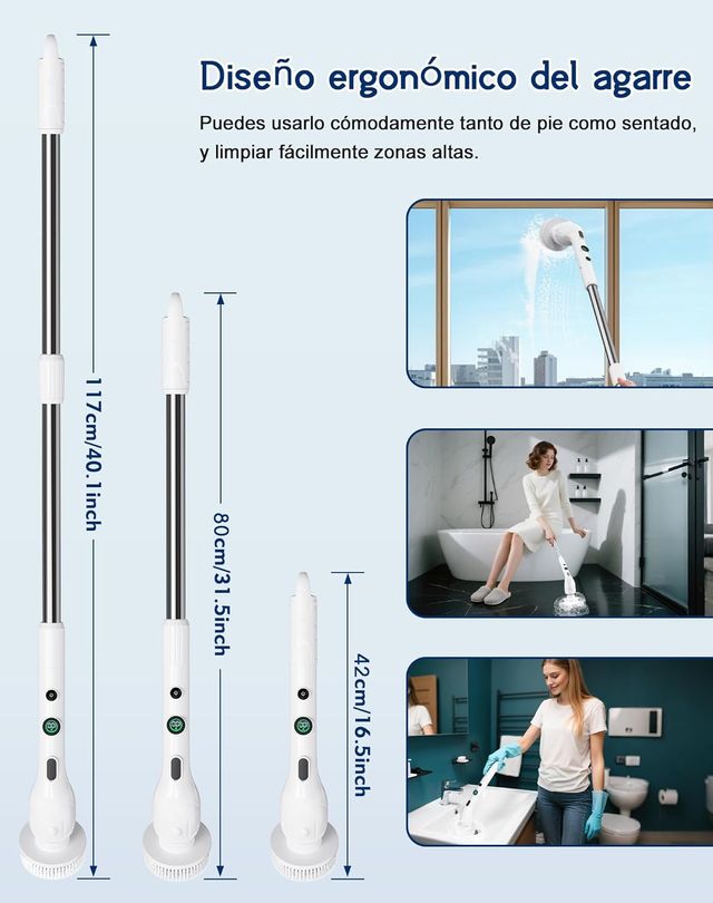 Cepillo eléctrico de 2 velocidades con 4 cabezales