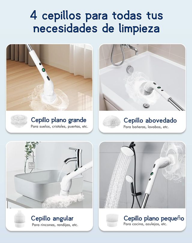 Cepillo eléctrico de 2 velocidades con 4 cabezales