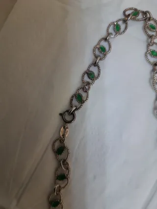 Collana vintage argento 925 e smalto verde.