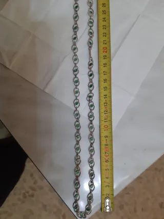 Collana vintage argento 925 e smalto verde.