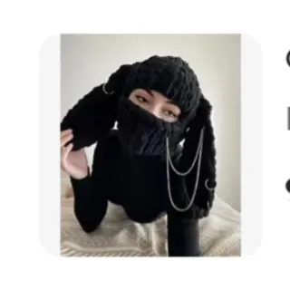 Gorro Balaclava Negro Punto Orejas Conejo