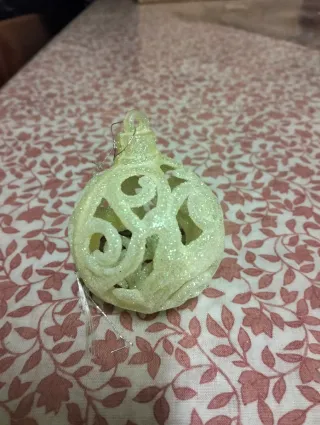 6 Palline Natale Bianche Glitter