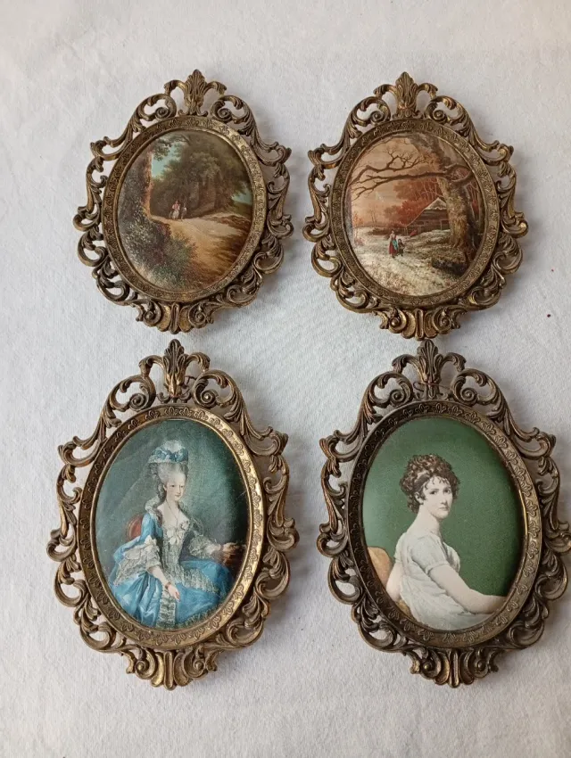 4 Cuadros Decorativos Metal y Tela