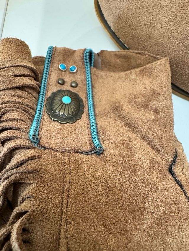 Stivaletti Boho Taglia 40 con Turchesi e Frange