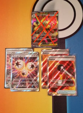 4x Full Art cartas Pokemon Fuegos Fantasmales