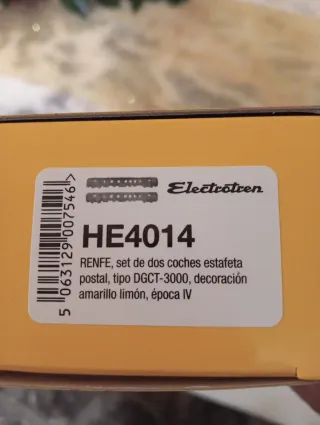 2 Coches Postales Amarillos HO Electrotren