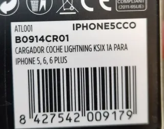Cargador Coche SIX Lightning iPhone iPod