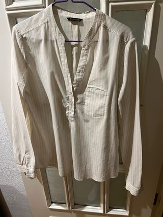 Blusa Beige Rayas Massimo Dutti