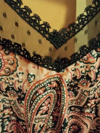 Camisa Morgan Paisley Encaje Negro Rosa Talla XS