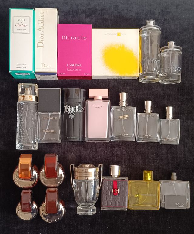 LOTE 21 FRASCOS DE COLONIA VACIOS DE VARIAS MARCAS