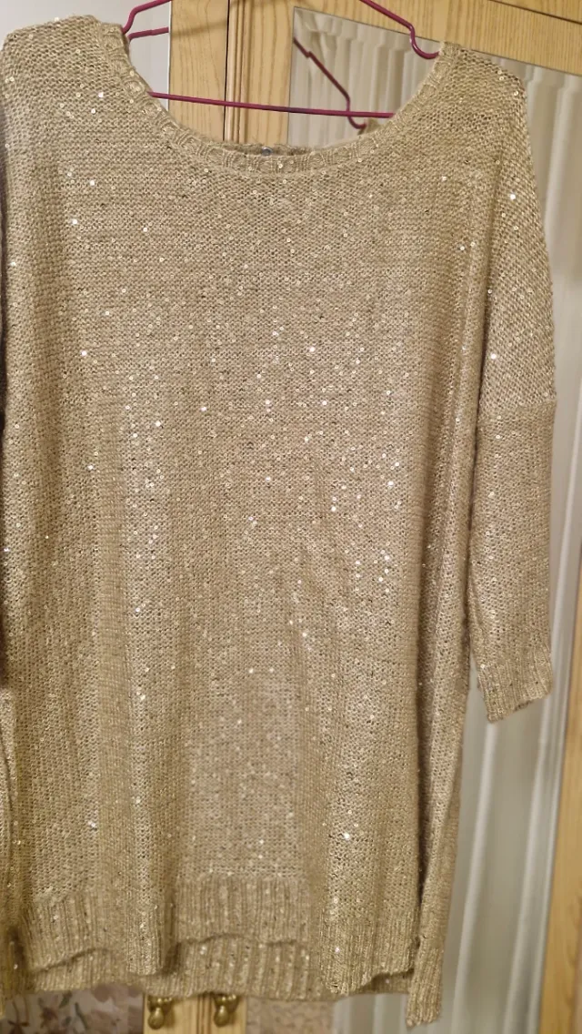 Jersey fiesta lentejuelas dorado talla única