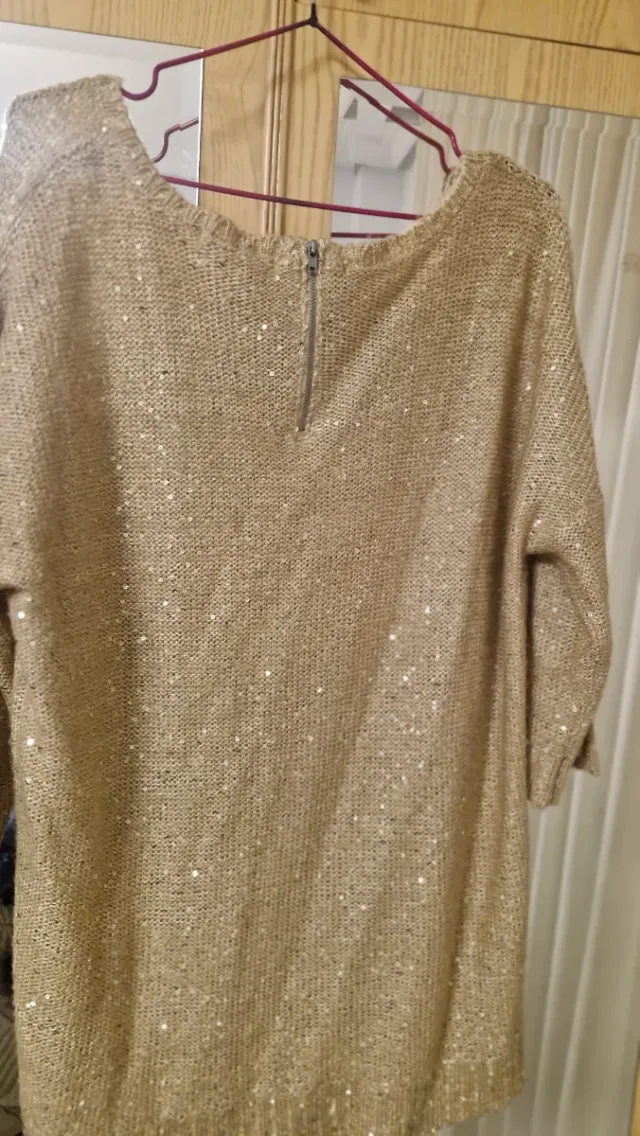Jersey fiesta lentejuelas dorado talla única