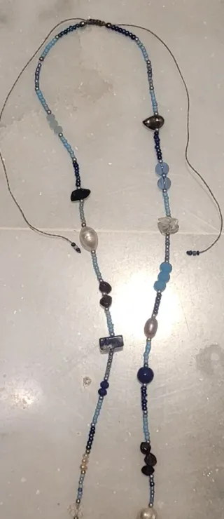 Collar Cuentas Azules Turquesas Perlas