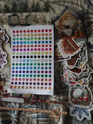 Set 250 Christmas stickers e pallini olografici