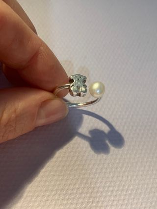 Anillo Tous Oso y Perla Plata