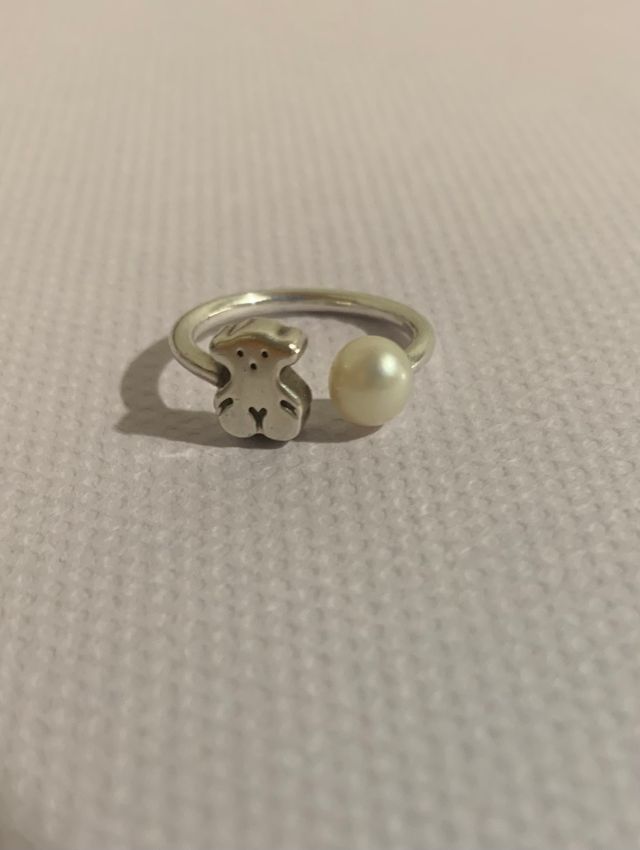 Anillo Tous Oso y Perla Plata