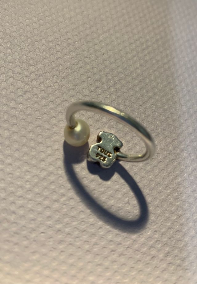 Anillo Tous Oso y Perla Plata