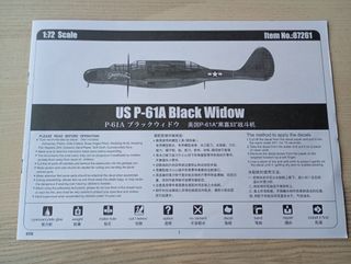 P-61A BLACK WIDOW MAQUETA HOBBY BOSS 1/72