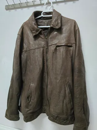 Cazadora de piel auténtica Barbany marrón, hombre